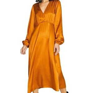 Sanctuary Satin Burnt Orange Earth Bound Dotted Midi Dress